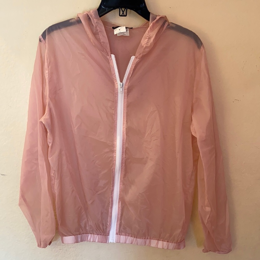 NWT Brandy Melville Sheer Pink Zip-Up Hoodie